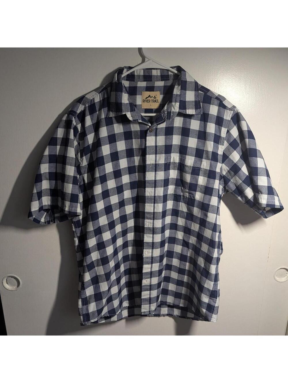 River Trail Blue Gingham Short Sleeve Button-Up Shirt